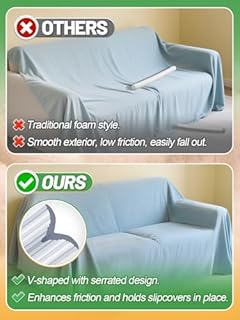 Alphatool 10Pcs Sofa Slipcovers Tuck Grips - 2 Sizes Clear Silicone Anti-Slip Grips Keeping Armchair Couch Covers in Place (Included 5Pcs 15.7" & 5Pcs 7.9")
