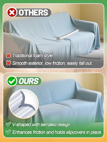 Alphatool 6Pcs Sofa Slipcovers Tuck Grips - 2 Sizes Clear Silicone Anti-Slip Grips Keeping Armchair Couch Covers in Place (Included 4Pcs 15.7" & 2Pcs 7.9") - Thumbnail 3