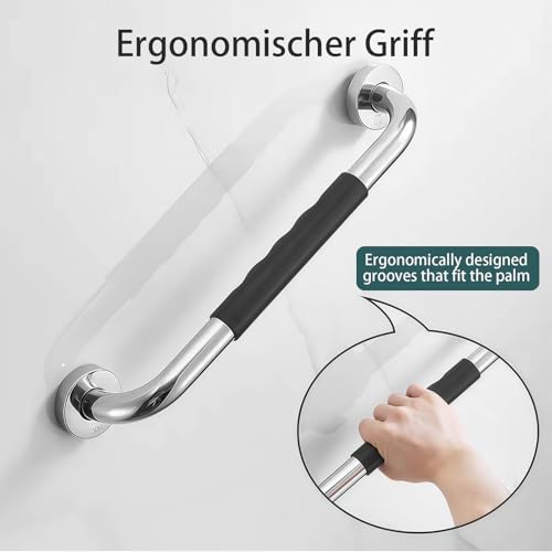 Haltegriffe für Senioren, 2 Stück Rutschfreier Haltegriff, 30cm Haltegriff Dusche Edelstahl Dusche Badewannengriff mit Schraube für WC Bad für und Menschen mit Behinderung