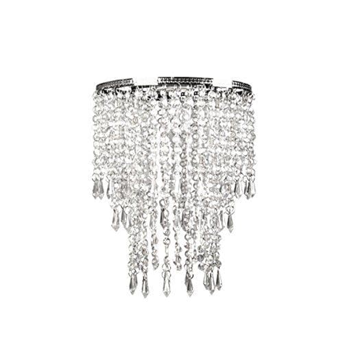 Tadpoles Faux Crystal Triple Layer Dangling Shade in Chandelier Style | 9" x 9" x 12" | Easy Installation | Works with All Basic E26 Light Bulbs | Made with Chrome Frame & Acrylic Beading