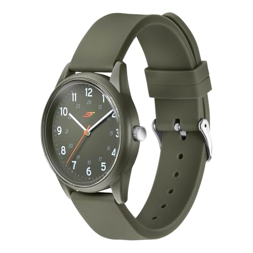 Image of SF Field with Quartz Analog Khaki Dial Khaki Silicon Strap Watch for Men - 77211PP04W