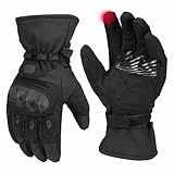 KEMIMOTO Tactical Gloves for Men, Winter Warm Motorcycle Gloves with Touchscreen Hard Shell & Palm Padding for Motorcycle Riding Tactical Airsoft Paintball Hiking Camping Climbing Black L