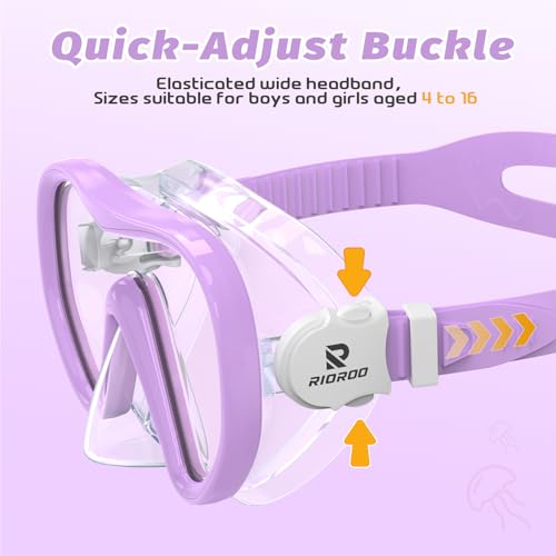 RIOROO Taucherbrille Kinder, 180° HD Panorama, Anti-Nebel & Leck-proof Schwimmbrille, geeignet für Kinder im Alter von 4-16 Jahren