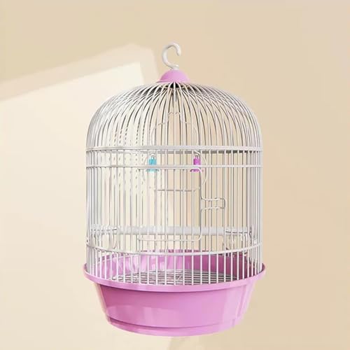 magihand インテリア 鳥籠 持ち運び 鳥かご おしゃれ 鳥 ケージ セット オカメインコ ケージ キャリー インコ スチール 小鳥 ラウンド セキセイインコ 耐久性 文鳥 小さめ とりかご 鳥小屋 鸚哥 バード用品 バード ステンレス (ピンク)