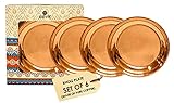 Craftsman SATVIK Set of 6 Pieces Pure Copper Pujan Prasad Bhog Thali Mandir Temple Indian Hindu Rituals Diwali Festive Kahnaji Bhog Puja Plate