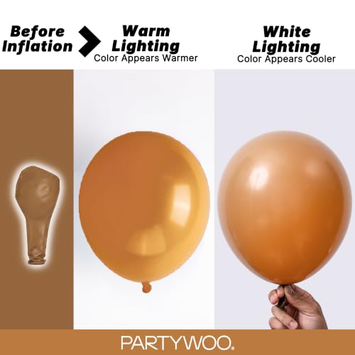 Image of PartyWoo Tan Balloons 140 pcs Different Sizes of 18 12 10 5 Inch Boho Neutral Light Brown Coffee Fall Latex Balloon Arch Kit for Birthday Safari Boy Baby Shower Jungle Party Decorations Brown-F10