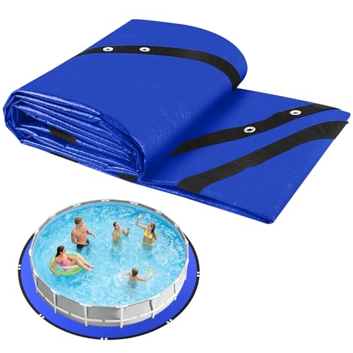 REGMICS 15FT Round Pool Liner Pad for Above Ground Pools, 165 GSM Thickened Puncture-Resistant Under Mat (16FT Actual), Heavy-Duty Underlayment with Metal Grommets