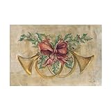 Trademark Fine Art Canvas Wall Art - Cheri Blum 'Holiday French Horns' Wall Art for Living Room, Bedroom, or Office Décor