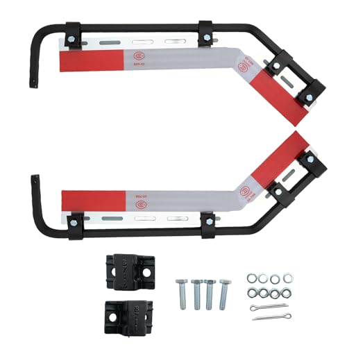 Image of 28 inch Angle Down Bar Mud Flap Hangers Kit with Mounting Bracket for Heavy Duty Semi Truck Square Spring Steel Arm Mud Flap Reflector Plates (2pcs)