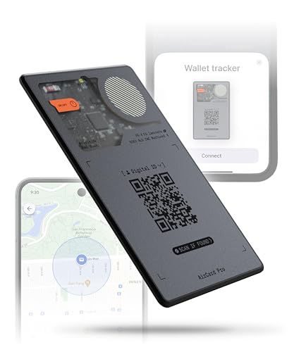 Rolling Square AirCard Pro Dual - Bluetooth Wallet Tracker - Compatibile with Both Apple iOS Find My and Google Android Find Hub Wireless Charging Anti-Loss Card Smart Locator Gray