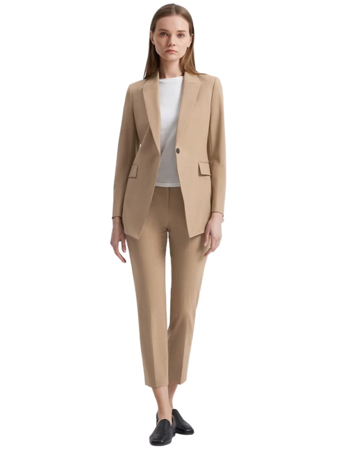Womens Slim Fit 2 Pieces Suit One Button Jacket Pants Tuxedos for Formal Business Lady