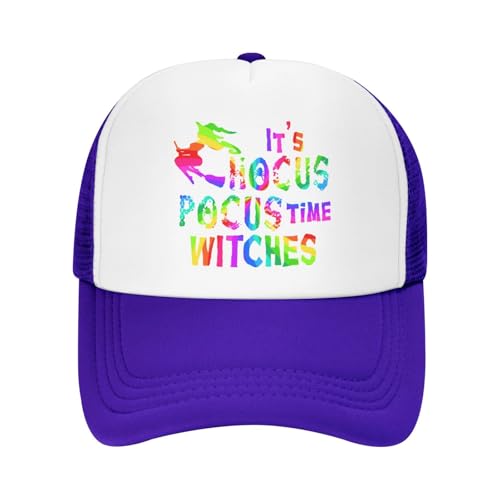 Its Hocus Pocus Time Witches Trucker Hat Snapback Mesh Baseball Cap Unisex2
