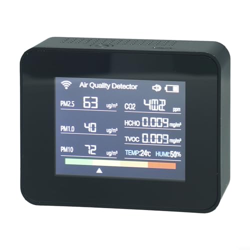Monitor de calidad del aire, para temperatura, humedad y hora, fecha, temporizador de alarma, temporizador de cronómetro en el aire interior actual (negro)