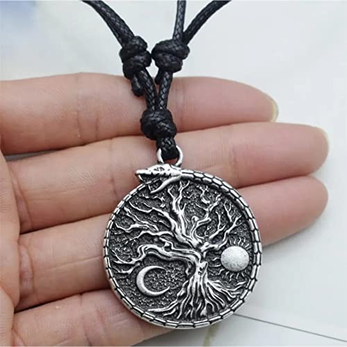 FUWIND ketting hanger sieraden Noorse Mythologie Levensboom Zon Maan Hanger Ketting Sieraden Kerst verjaardagsfeestje geschenken