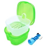 Keedolla Denture Cups for Soaking Dentures, Denture Cleaning Case Retainer Container Mouth Guard Bath Box Holder Case with Brush for Night Guard,...