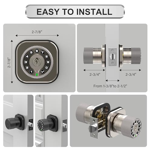 Rayhigher Keyless Entry Knob Lock with Keypad and Key,Auto Lock,Waterproof,Easy to Install and Program, Work with 4 AAA Batteries for Bedroom,Exterior & Interior Doors. (Nickel with Keypad) by RAYHIGHER - Image 6