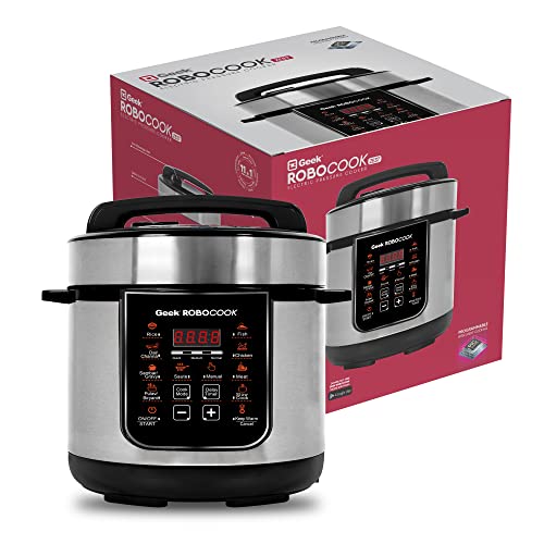 Geek Robocook Zest 3 Litre Electric Pressure Cooker with NS Cooking Pot and 13 Indian Preset Menus, Ideal for 2 People