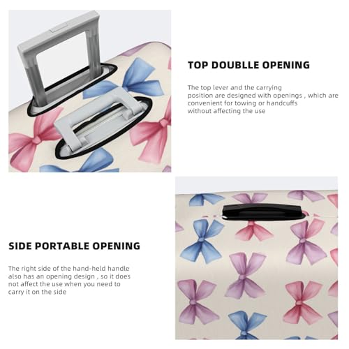 Pink And Blue Ribbon Bows Pattern Elastic Travel Luggage Covers Dustproof Scratch-Resistant Suitcase Protector Fit 22-24 Inch3