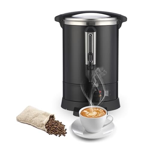 Garvee Commercial Coffee Urn,100 Cup-14 L,Hot Water Dispenser with Percolator, Stainless Steer Hot Beverage, Easy Two Way Dispenser,Black, Black, 100