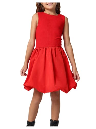 MakeMeChic Girl's Sleeveless Bubble Dress Sleeveless Ruffle A Line Flare Cute Tank Mini Dresses