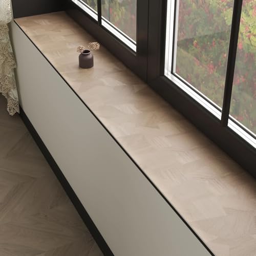 吸水性窓枠マット(ライトウッドグレイン)、 滑り止め付き窓枠カバー(珪藻土クッション)、 洗える防塵窓枠カバー(Wood Grain4,71x10in(180x25cm))