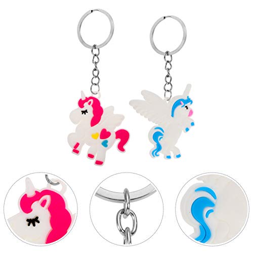 Amosfun 16 Pcs Chaveiros de Unicórnio Lembrancinhas Em Pvc Macio Chaveiro Arco-Íris Decoração Prêmio
