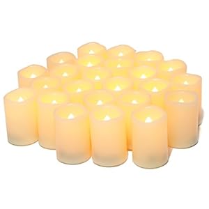 LED vlamloze flikkerende votief theelichten. Kaars, batterij aangedreven set van 24 elektrische flikkerende theelichtjes bulk. namaakkaarsen voor bruiloft, feest, festival, kerstversiering enz. (Batterijen inbegrepen)