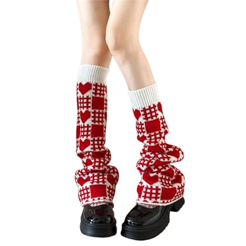 Image of Y2K Kawaii Leg Warmers Knitted Flare Leg Sleeves Love Heart Pattern Boots Cuffs Valentine's Ankle Heap Socks