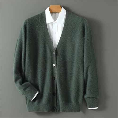 Men's V-Neck Mink Cashmere Cardigan Men's Loose Thick Soft Knit Casual Solid Color Sweater2