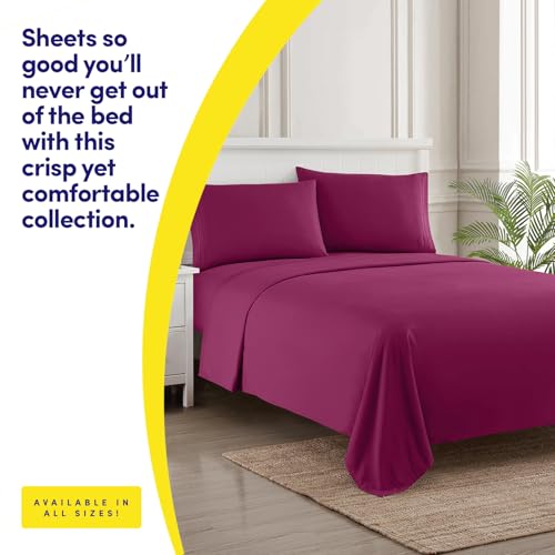 Image of 1500 Supreme Collection King Sheet Sets Berry Purple - Luxury Hotel Bed Sheets and Pillowcase Set for King Mattress - Extra Soft, Elastic Corner Straps, Deep Pocket Sheets, King Berry Purple