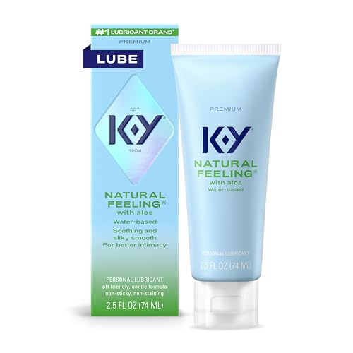 K-Y Natural Feeling with Aloe Water Based Lube for Sex Sex Toy & Anal Lube Non-Sticky Personal Lubricant Condom-Friendly pH-Friendly Travel Size Lubricant 2.5 Fl Oz