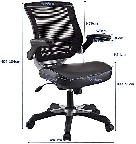 Modway Edge Mesh Back And White Vinyl Seat Office Chair With Flip-Up Arms - Computer Desks In Black #TOP2