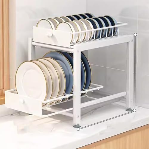 SDdPulse Tendedero para encimera, escurridor grande para escurridor y escurridor para platos, cuencos y tazas de utensilios (blanco, 26 x 35,5 x 34 cm)