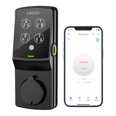 Lockly Secure Plus Smart Deadbolt Bluetooth Digital Door Lock, Fingerprint Scanner, Touchscreen Keypad, App Control, Auto Lock, Keyless Entry Door Lock Cover