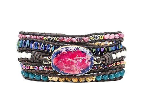 Image of Boho Stone Wrap Bracelet for Women,Turquoise Beaded Bracelet Jewelry Gift
