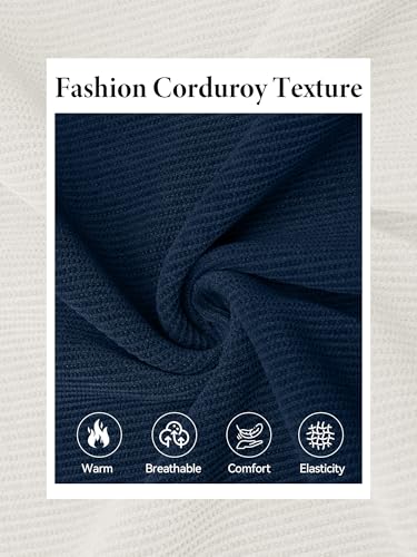 TUREFACE Mens Cotton Sweatshirt for Work Leisure Long Sleeve Quarter Button Pullover Tops 2025 Vintage Fashion Winter Clothes White Haze Blue X-Large