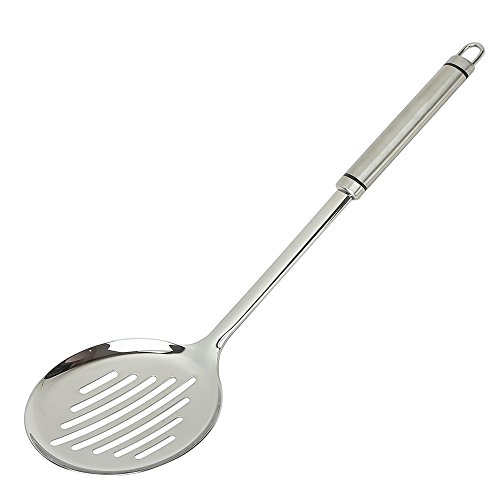HeyLR Stainless Steel 18/8 Kitchen Utensil Tool Slotted Skimmer with Ergonomic Handle