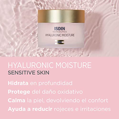 ISDIN Isdinceutics Hyaluronic Moisture Sensitive Crema Idratante, Idrata la Pelle in Profondità, Antiossidante e Antiage, 50 ml