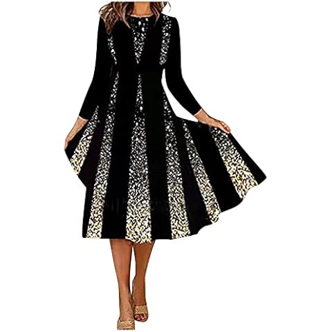 QI_LIANG Formal Dress, Work Long Sleeve Holiday Cocktail Women Casual Plus Size Cool Button Cocktail Cotton V Neck Floral Cozy Tunic Dress Ladies Gold Cover