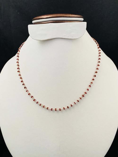 Hand Crafted_ NATURAL DAINTY Rosary beaded necklace for women, Natural Garnet necklace, Unique Gift for her YO-NECK-3943
