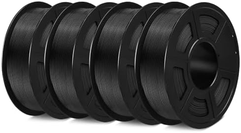 SUNLU PETG Filament 1.75mm 4KG Bundle, Less Stringing and Good Layer Adhesion, Individually Vacuum Packed, 3D Printer Filament 4kg, 1kg per Spool, Pack of 4, 4 Colors, 4 petg Black