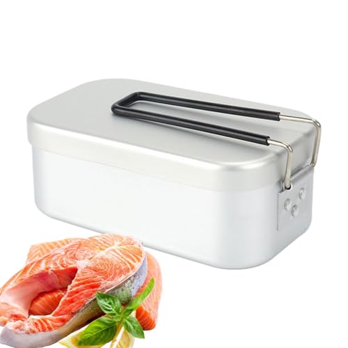 Metal Lunch Box - Meal Prep Containers | Salad Box Storage | Outdoor Lunch Box with Stainless Steel Handle for Camping Travel Food Box for Schools and Offices and Best Food Container