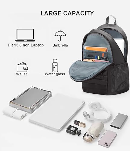 Image of KEOFID Travel Backpack for Women, Womens Work Backpacks, Anti-theft Backpack Purse, Back pack for College Girls, Carry-On Travel Backpacks,Bookbag(Carbon Black)