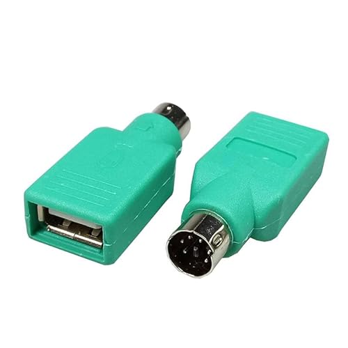 10PCS USB Female Jack to 6 Pin DIN PS2 Male Plug Cable Adapter Cyan Color for Computer Mouse Keyboard Connector Converter DIY