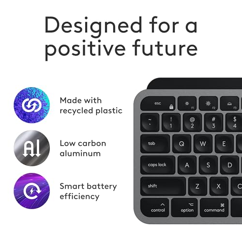 Logitech MX Keys S Combo for Mac, Wireless Keyboard and Mouse with Palm Rest, Backlit Keyboard, Fast Scroll Wireless Mouse, Bluetooth USB C for MacBook Pro, MacBook Air, iMac, iPad - Space Grey by Logitech - Image 7