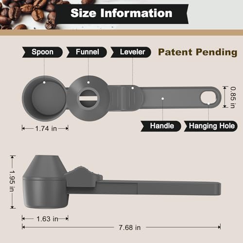 Image of Coffee Scoop & Funnel for Reusable K Cup Refillable Coffee Pods, Coffee Measuring Spoon 2 Tablespoon Capacity, Scoop with Funnel for Ground Coffee, Protein Powder, Tea (Grey, 2 Pack)