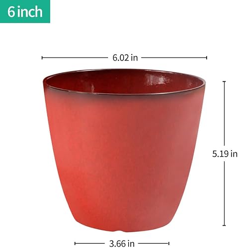 Miniatura 3 de Paquete de 2 macetas decorativas duraderas, maceta de 8 pulgadas con orificio de drenaje + juego de macetas de 6 pulgadas para plantas de interior y