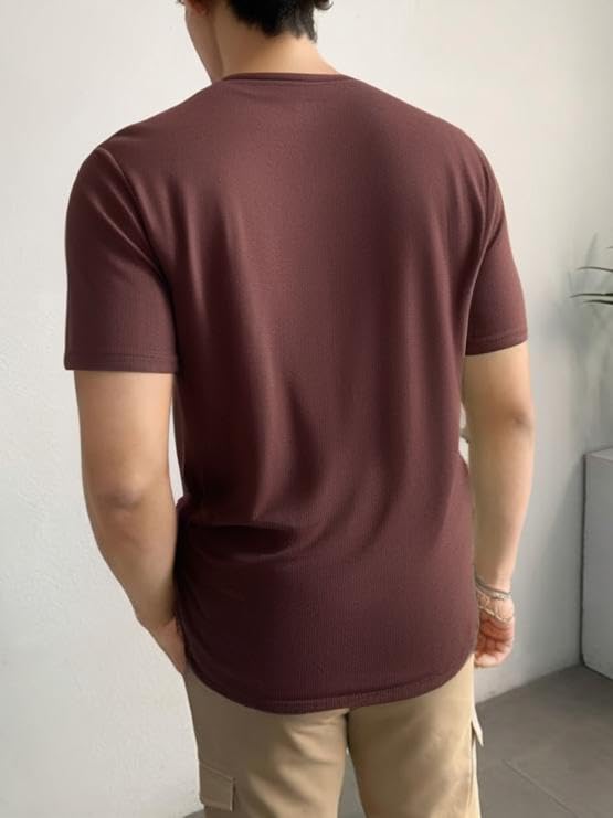 Image of Mack Jonney Ribbed |Regular Fit | Half Sleeves 100% Cotton Polo Neck Self Design with Zip T-Shirt for Men-M826