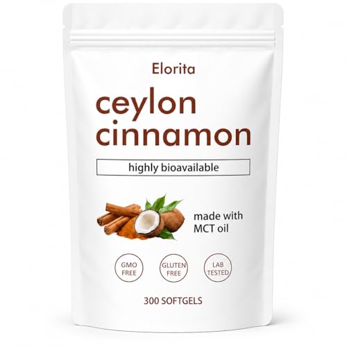 Aelyafle Metabolae Ceylon Cinnamon Softgels with MCT Oil (300 Count) Premium Ceylon Cinnamon Capsules Superior Bioavailability Ultra-Low Coumarin