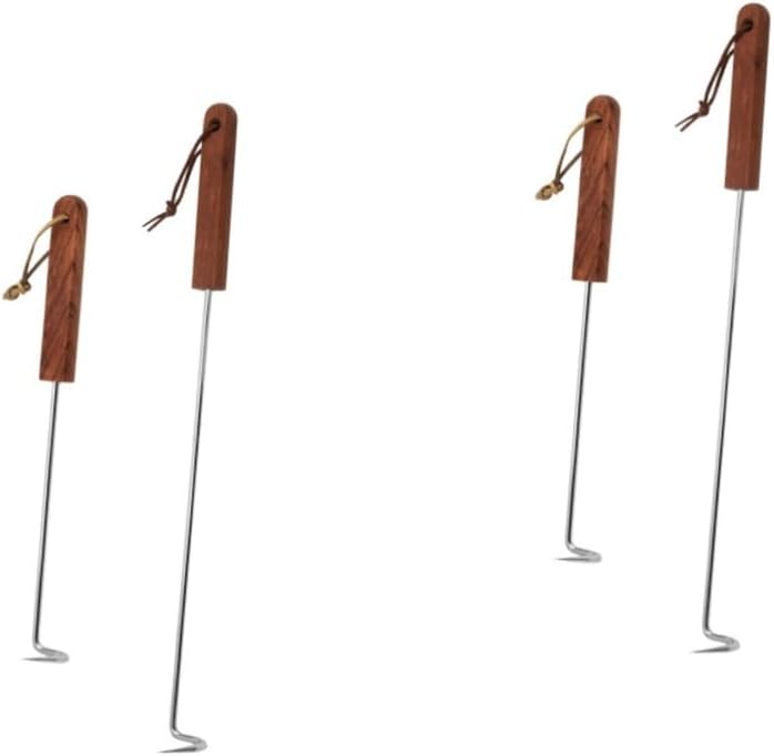 Mipcase 6pcs Practical BBQ Meat Turner Stainless Steel Food Hook for Meat Hanging Smoking